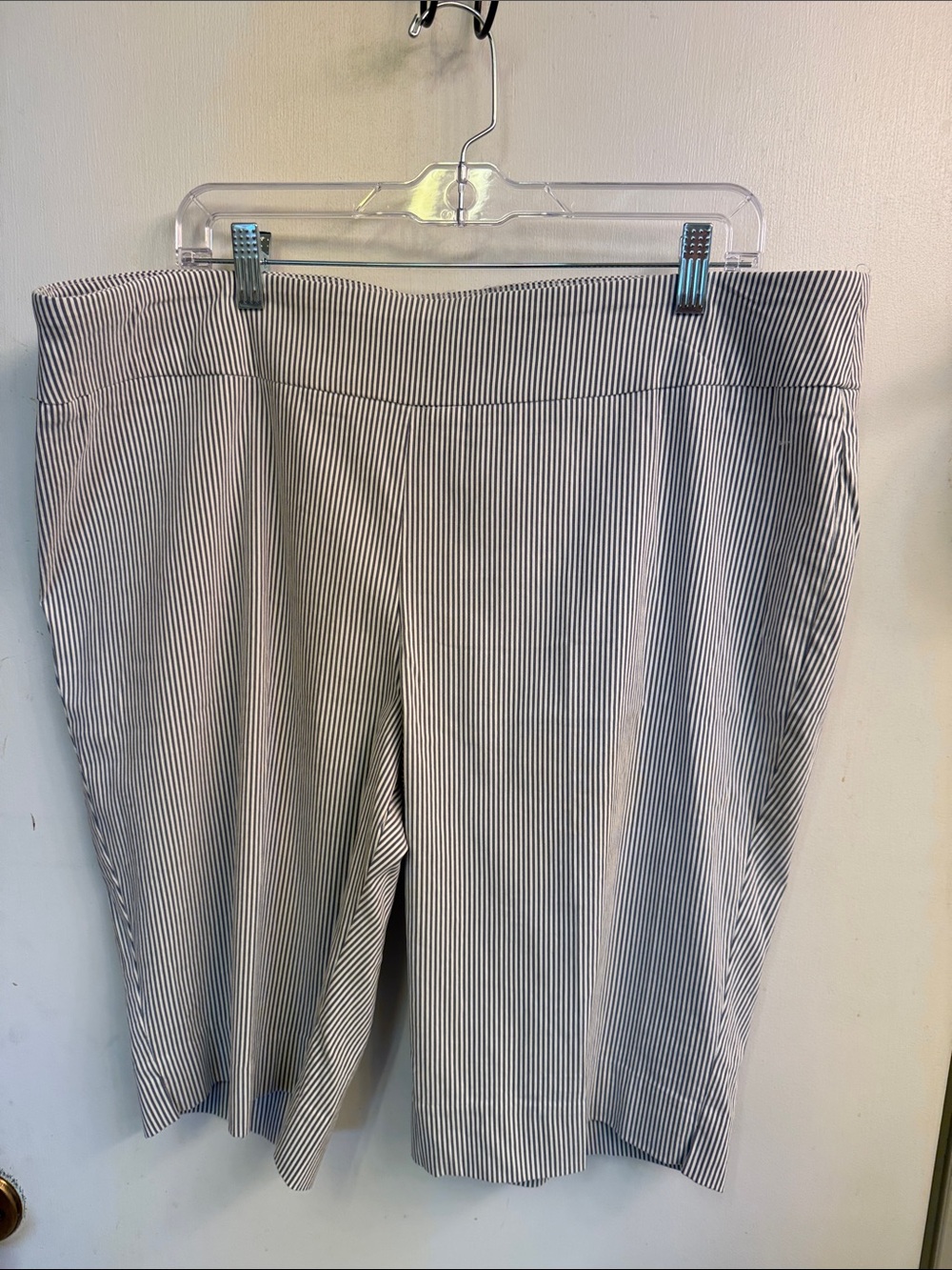 Zac & Rachel Women’s Pinstripe Pull-On Capri Pants - White & Black